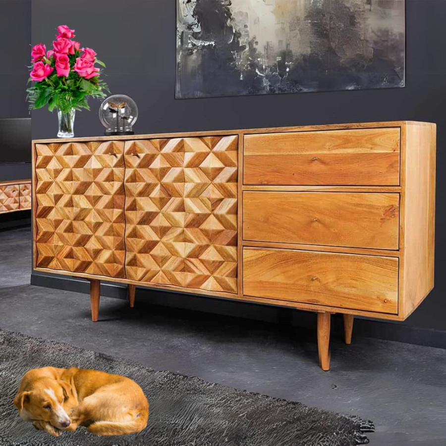 Dekoratives Sideboard MOSAICO cm Akazie Kommode  Lebenswohnart